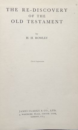 The re-discovery Of the Old Testament