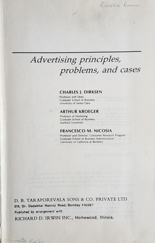 Advertising Principles Problems And Cases