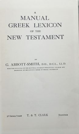 A Manual Greek Lexicon Of The New Testamet