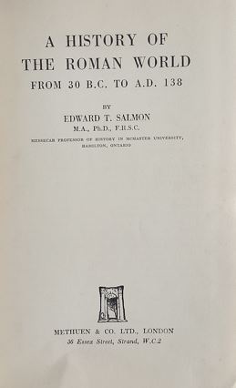 A History oF The Roman World From 30 B.C. To A.D. 138