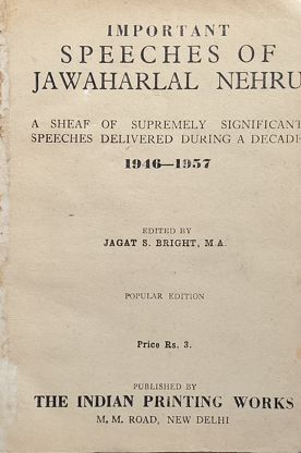 Important Speeches Of Jawaharlal Nehru