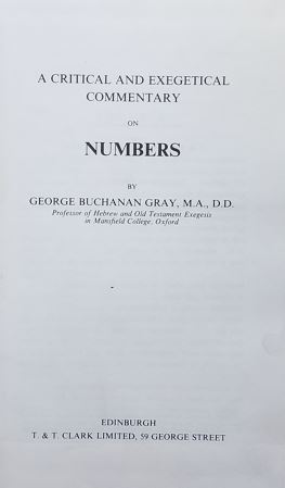 A Critical And Exegetical Commentary On Numbers