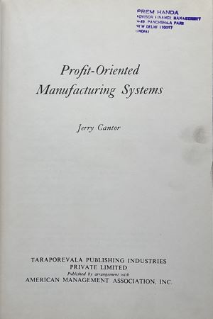 Profit-Oriented Manufacturing Systems
